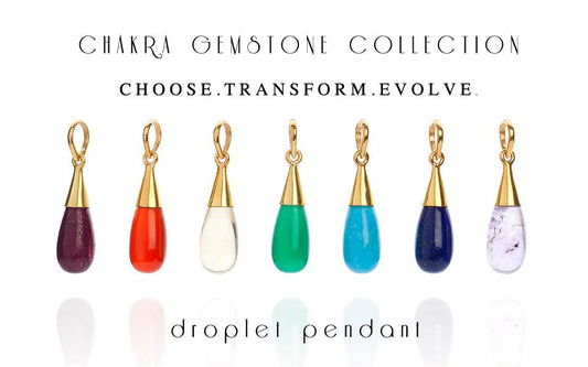 18K Gold 7 Chakra Gemstone Droplet Pendant Necklace Gift Set