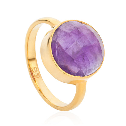 18K Gold Amethyst Crown Chakra Ring