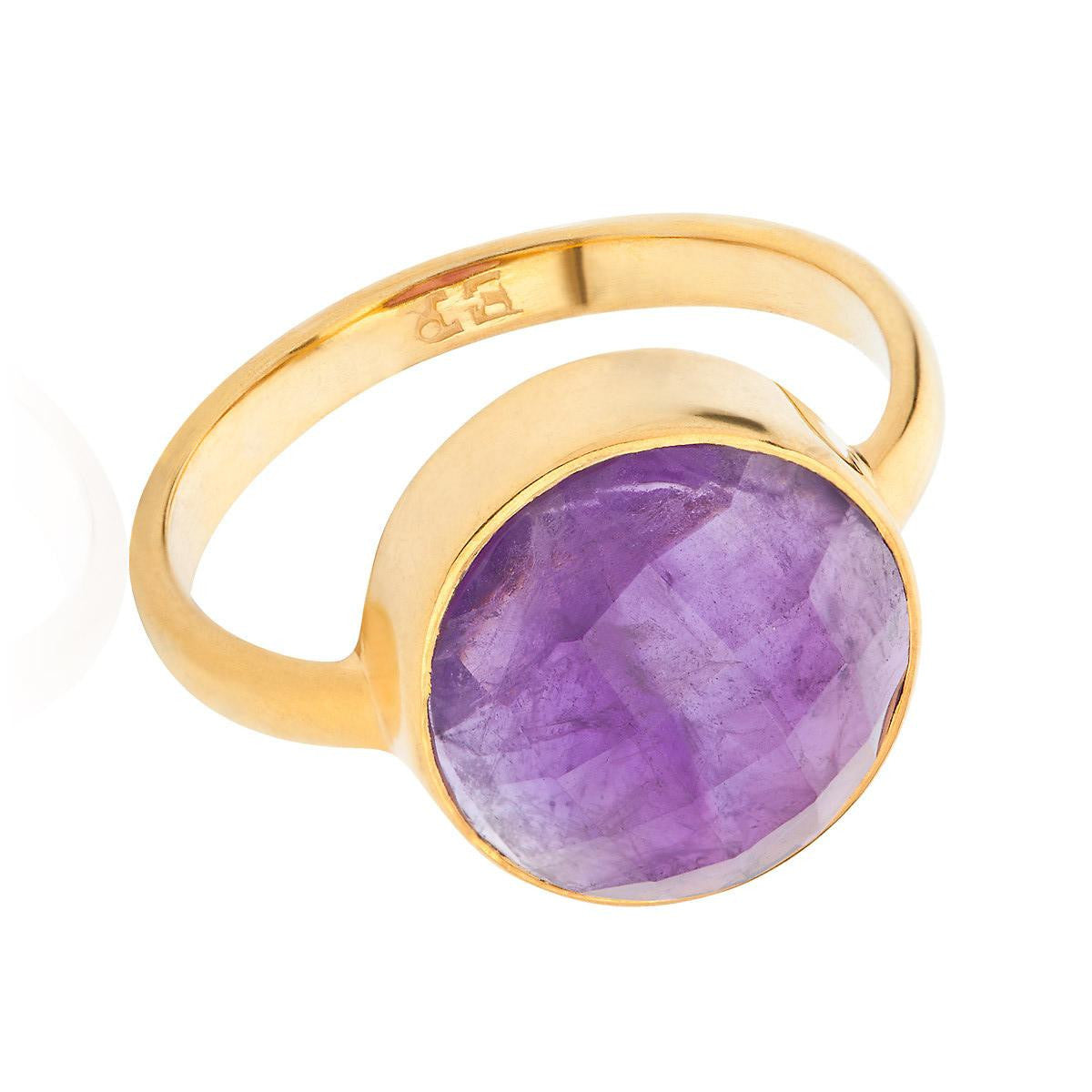 18K Gold Amethyst Crown Chakra Ring