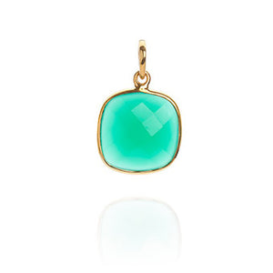 18K Gold Green Onyx Heart Chakra Pendant Necklace