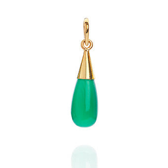 18K Gold Green Onyx Heart Chakra Droplet Pendant Necklace