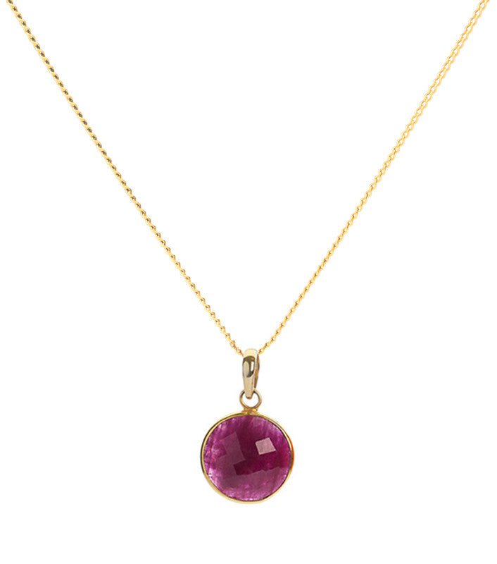 18K Gold Ruby Root Chakra Pendant Necklace