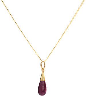 18K Gold Ruby Root Chakra Droplet Pendant Necklace