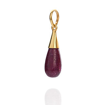 18K Gold Ruby Root Chakra Droplet Pendant Necklace