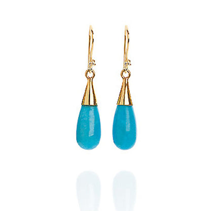 18K Gold Turquoise Throat Chakra Droplet Necklace & Earrings Gift Set