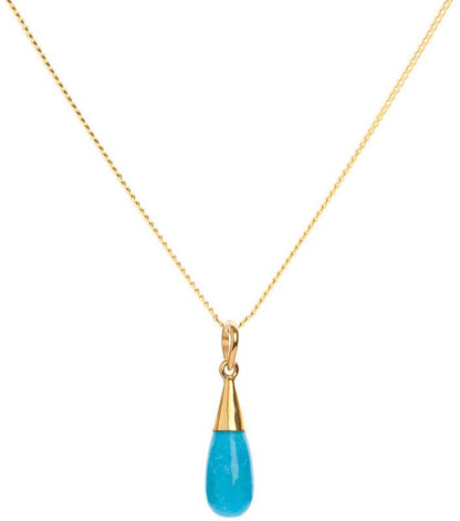 18K Gold Turquoise Throat Chakra Droplet Necklace & Earrings Gift Set